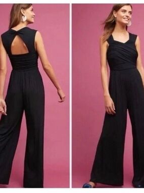 Moulinette Soeurs Black Sleeveless Maxi playsuit with Twist Back Detail